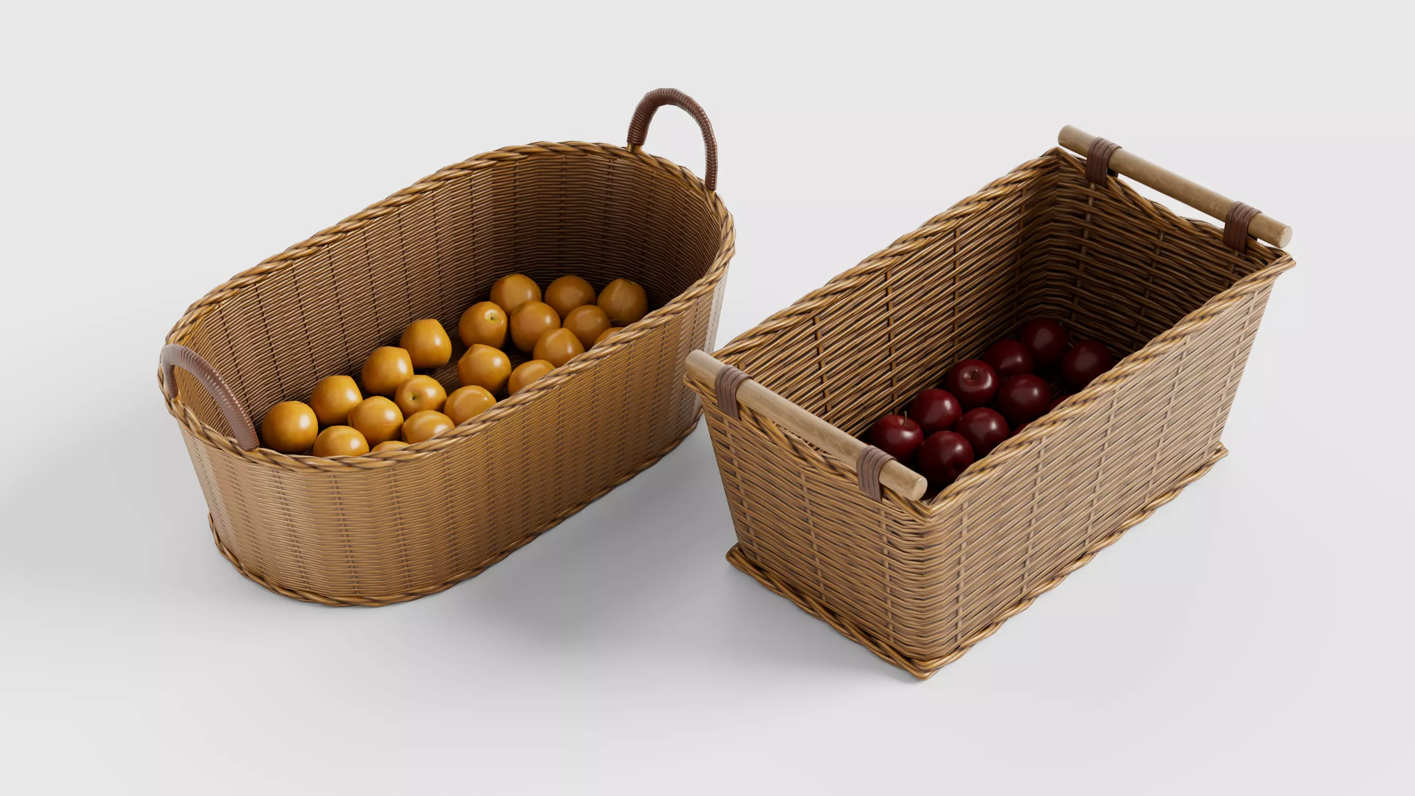 10 variation wicker basket with vegetables Low-poly 3D model_0