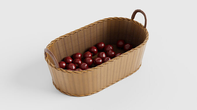 10 variation wicker basket with vegetables Low-poly 3D model 4