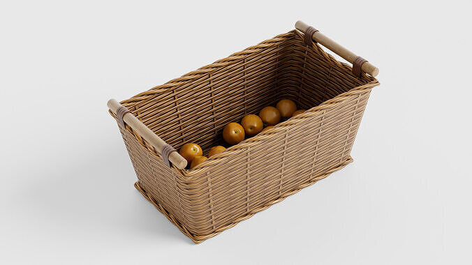 10 variation wicker basket with vegetables Low-poly 3D model 2