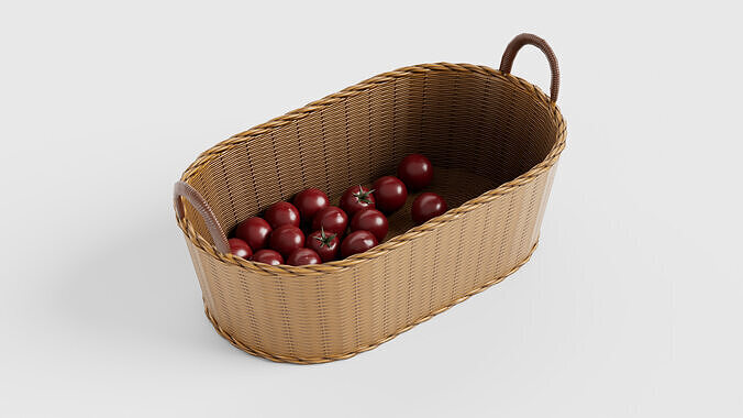 10 variation wicker basket with vegetables Low-poly 3D model 6