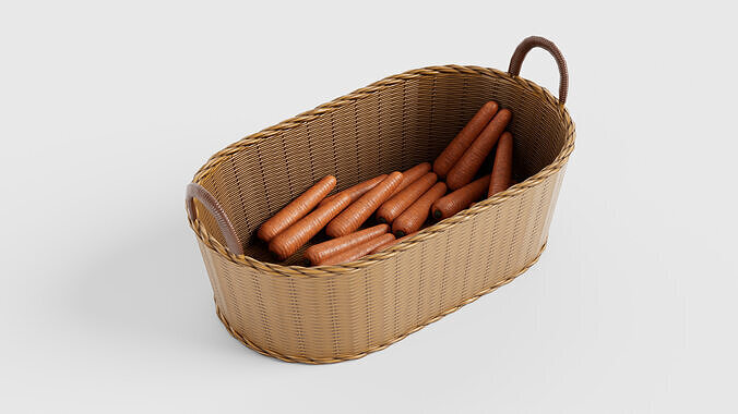 10 variation wicker basket with vegetables Low-poly 3D model 3