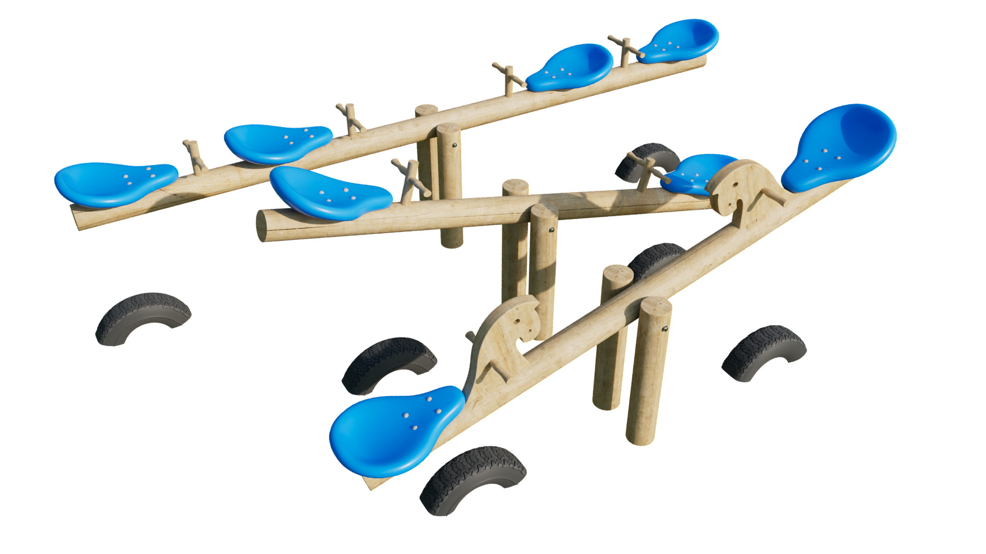  3D See Saw with Horse Head Handles  Modeled Low-poly 3D model_1