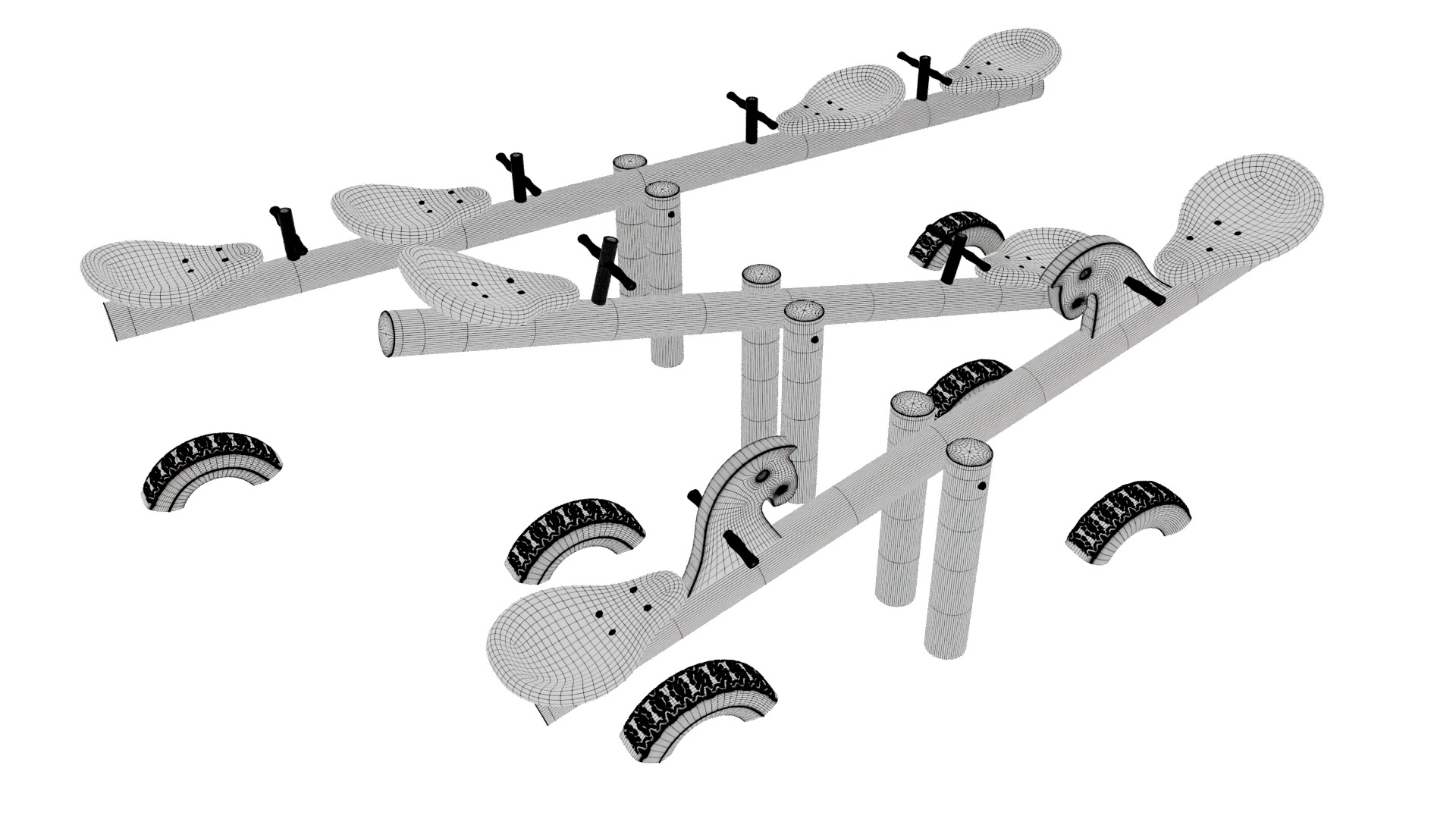  3D See Saw with Horse Head Handles  Modeled Low-poly 3D model_6