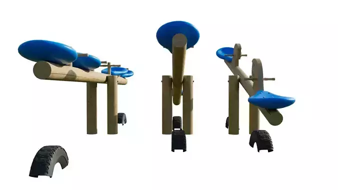  3D See Saw with Horse Head Handles  Modeled Low-poly 3D model