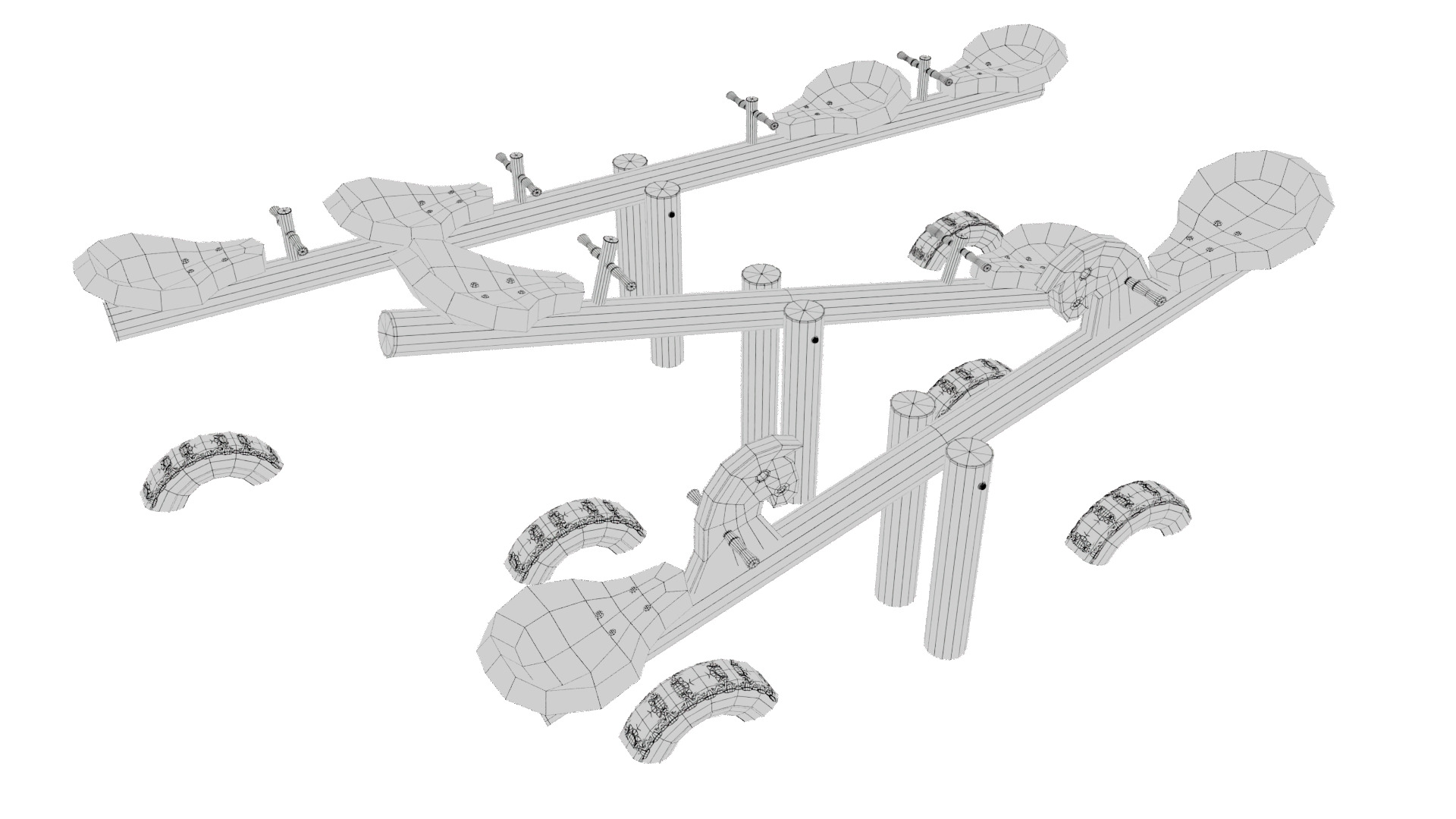  3D See Saw with Horse Head Handles  Modeled Low-poly 3D model_5