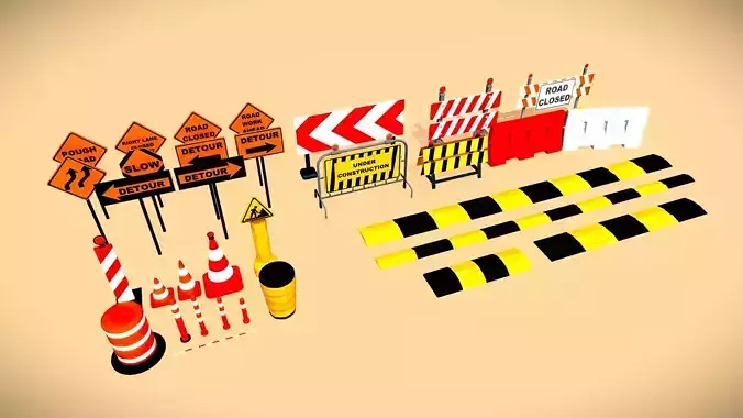 Traffic Props Low-Poly