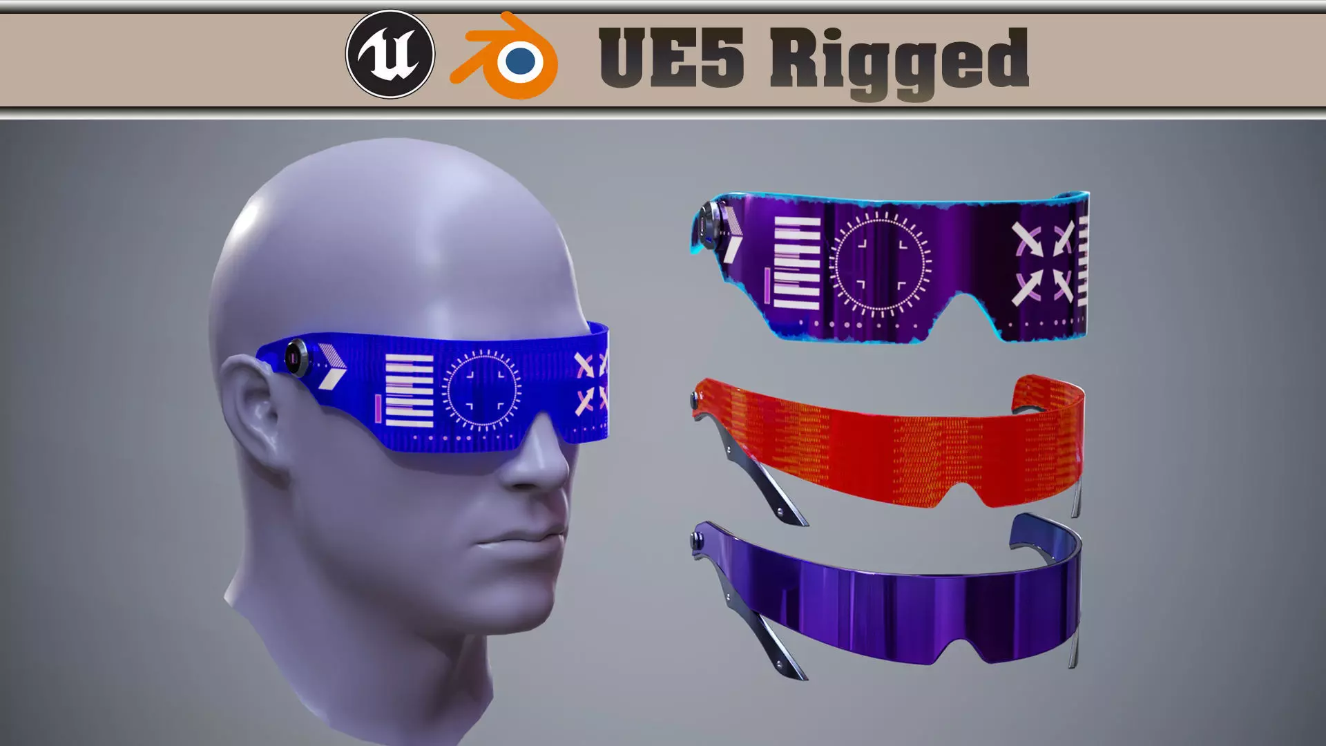 Sci Fi Glasses Goggles v2 Pack Low-poly 3D model_0