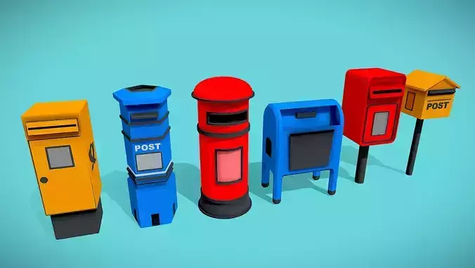 Mail Boxe pack Low-Poly