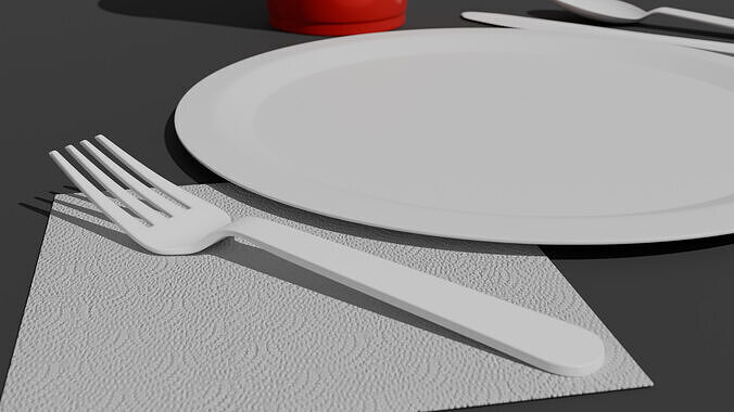 Barbecue Cookout Place Settings 3D model 2