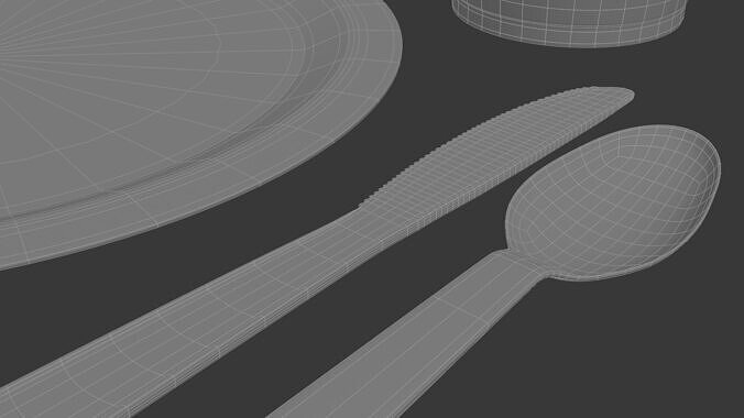 Barbecue Cookout Place Settings 3D model 7