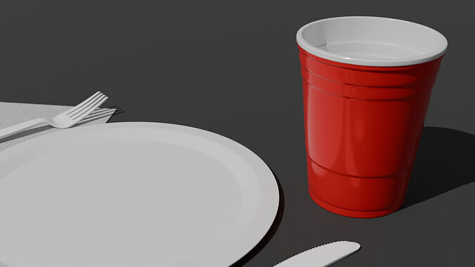 Barbecue Cookout Place Settings 3D model 4