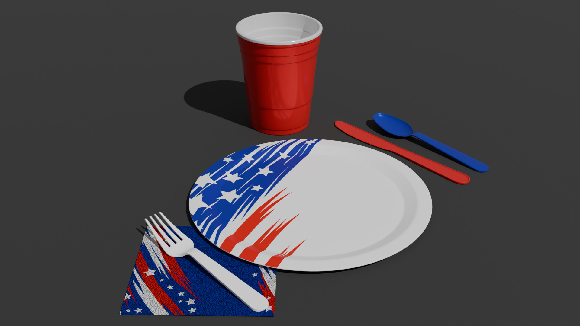 Barbecue Cookout Place Settings 3D model_8