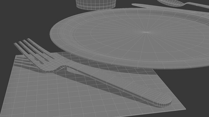 Barbecue Cookout Place Settings 3D model 6