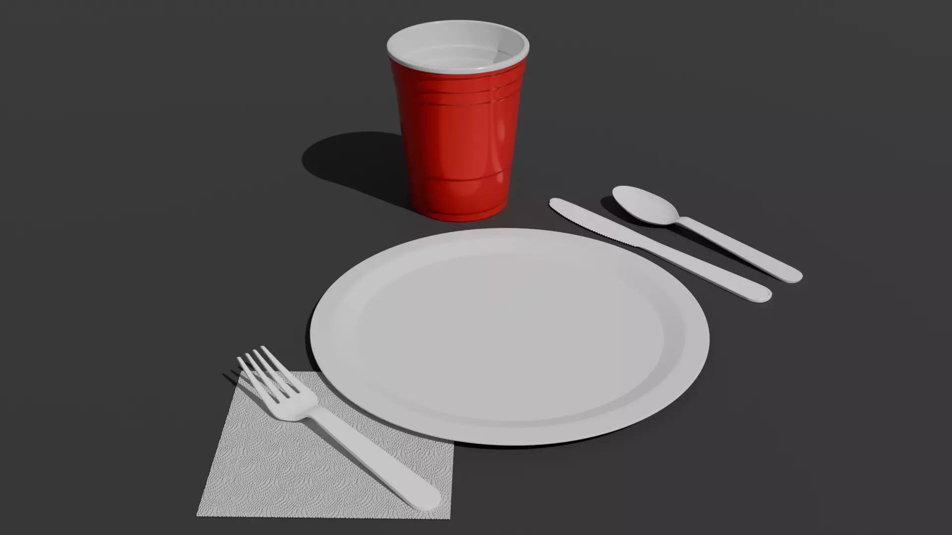 Barbecue Cookout Place Settings 3D model_0