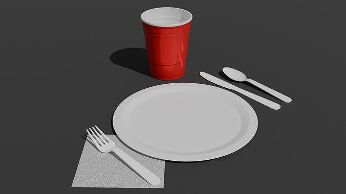 Barbecue Cookout Place Settings 3D model