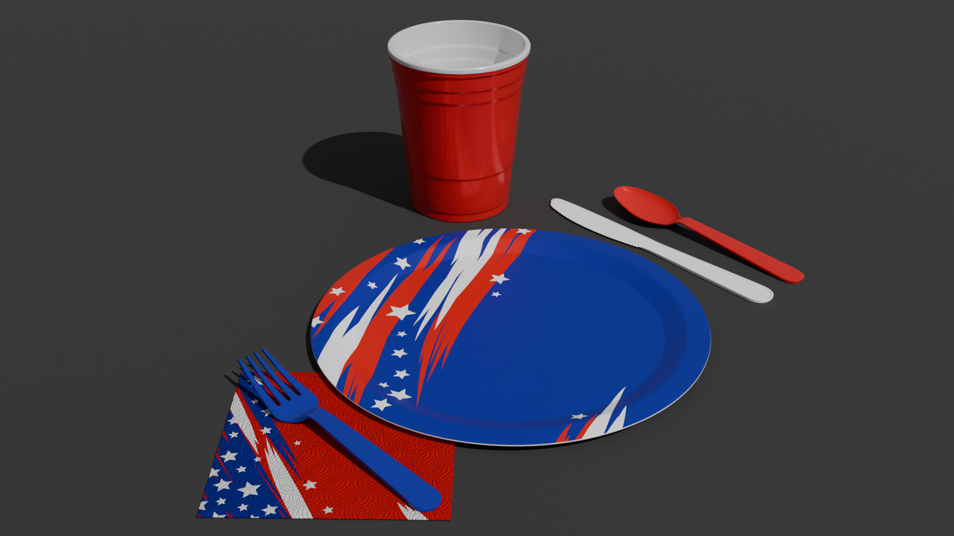 Barbecue Cookout Place Settings 3D model_12