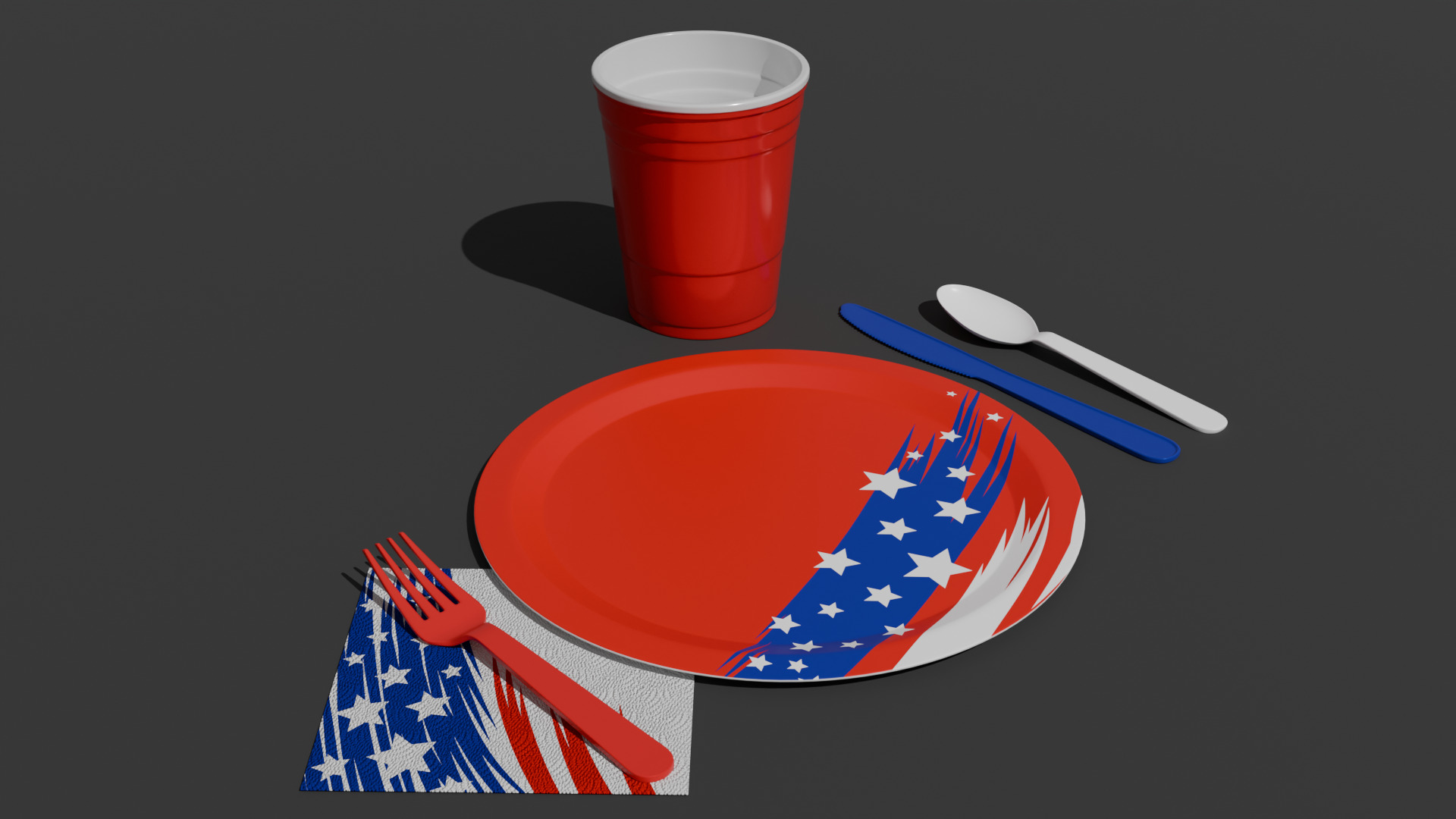 Barbecue Cookout Place Settings 3D model_10