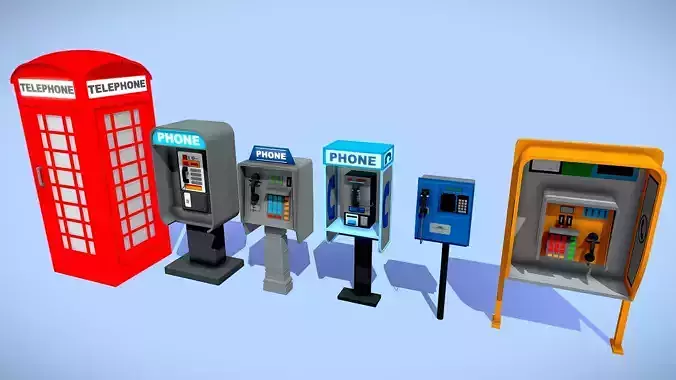 Phone Booth pack Low-Poly