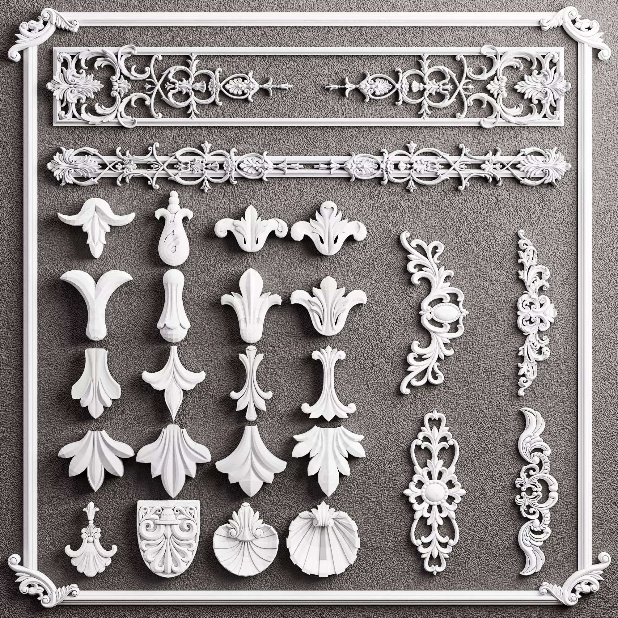 Classic Ornamental 3D Decorative Elements Pack - 3ds Max Corona 3D model