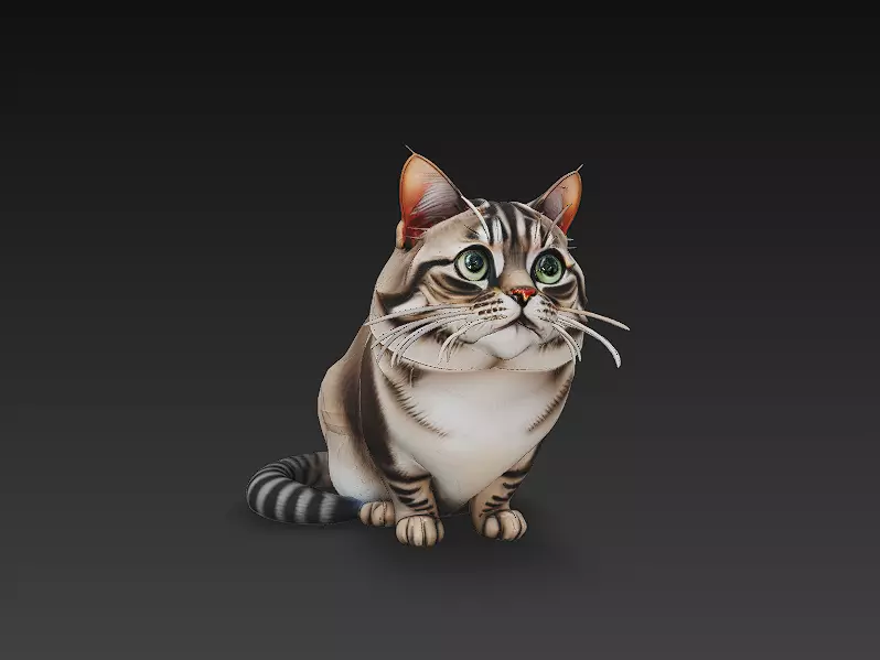 Cat 3D Model Basic - Low Poly Simple Low-poly 3D model_0