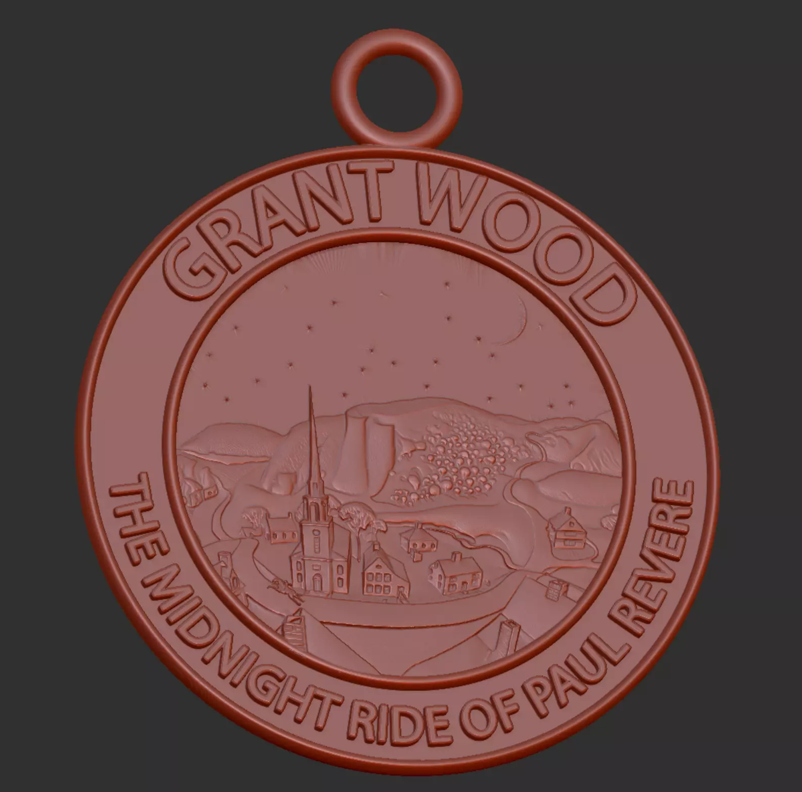Grant Wood medallion 3D print model