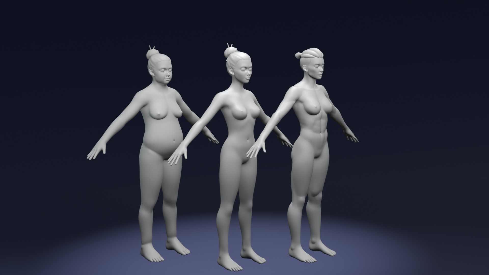 Stylized Female Body Base Mesh Variations 3D Model Collection_7