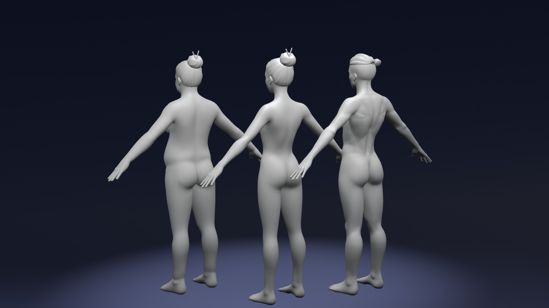 Stylized Female Body Base Mesh Variations 3D Model Collection_9