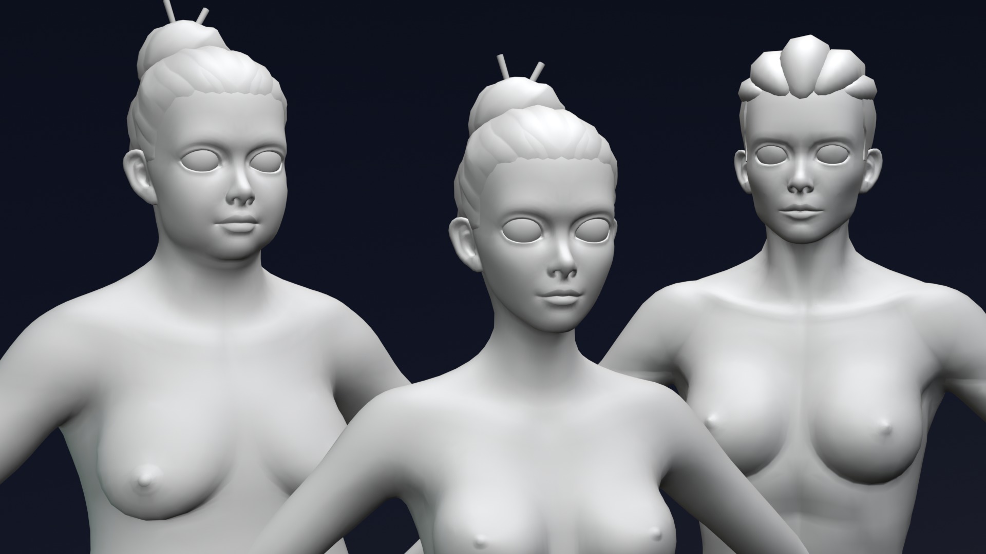 Stylized Female Body Base Mesh Variations 3D Model Collection_11