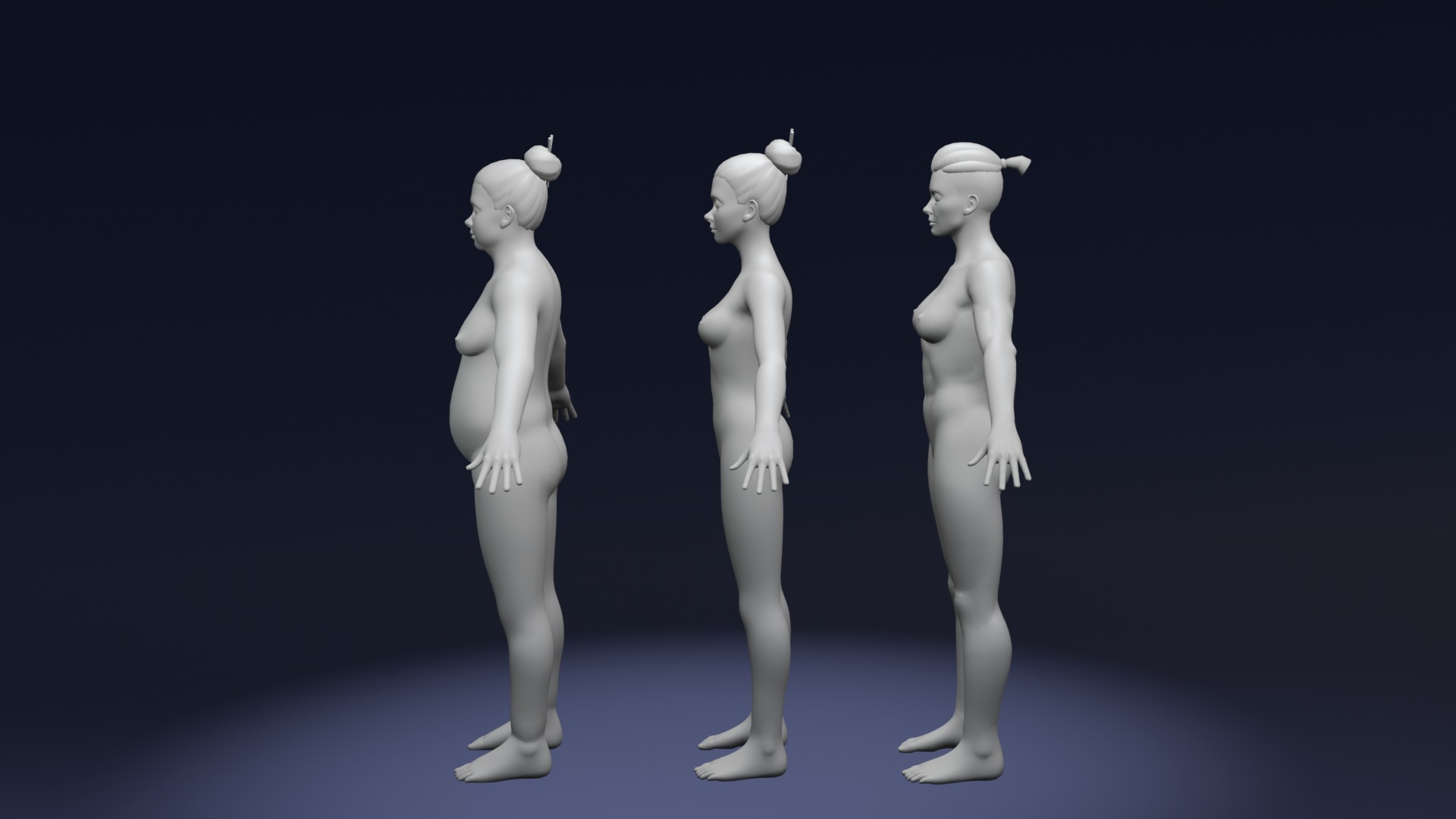 Stylized Female Body Base Mesh Variations 3D Model Collection_10