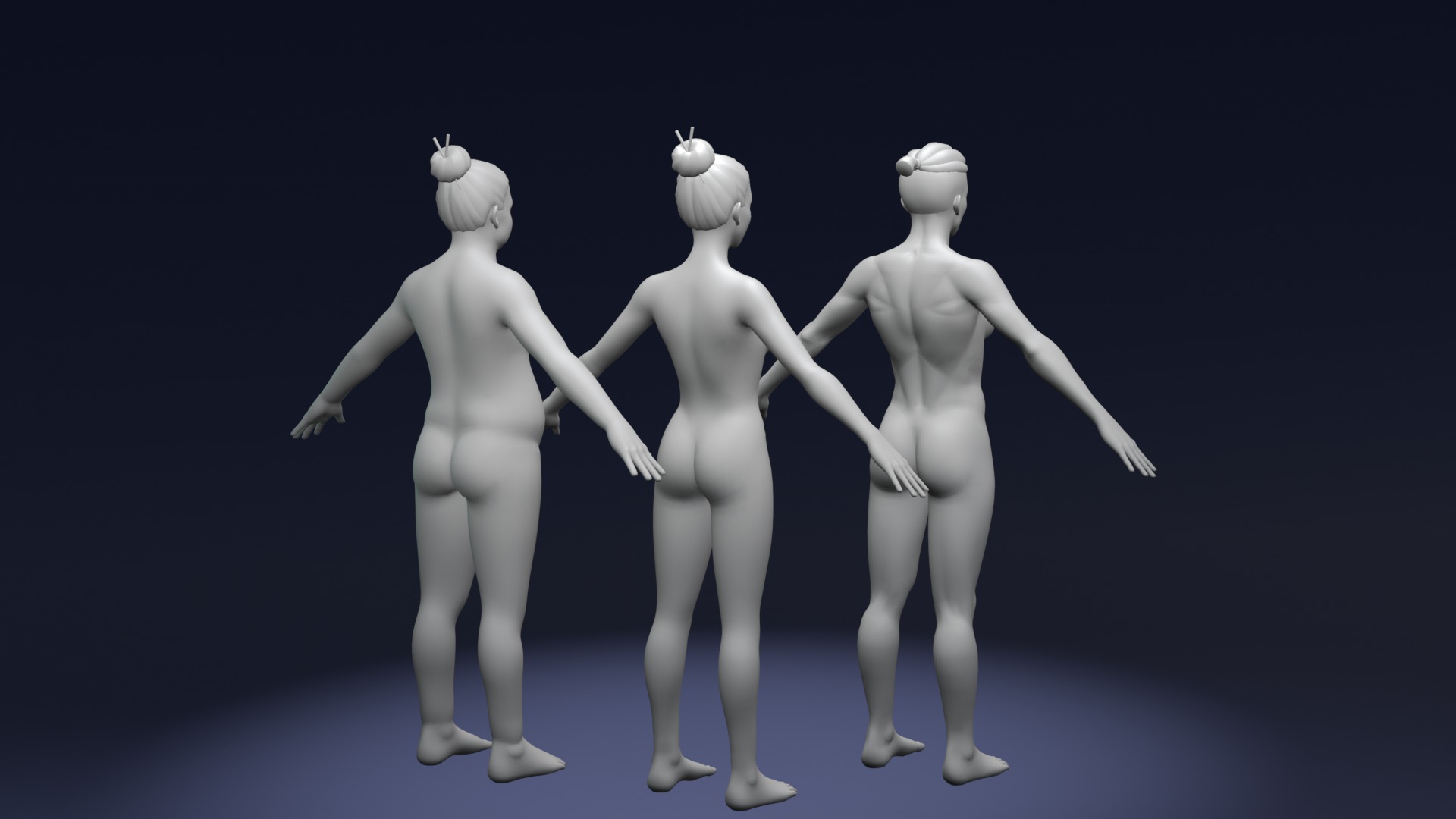 Stylized Female Body Base Mesh Variations 3D Model Collection_8