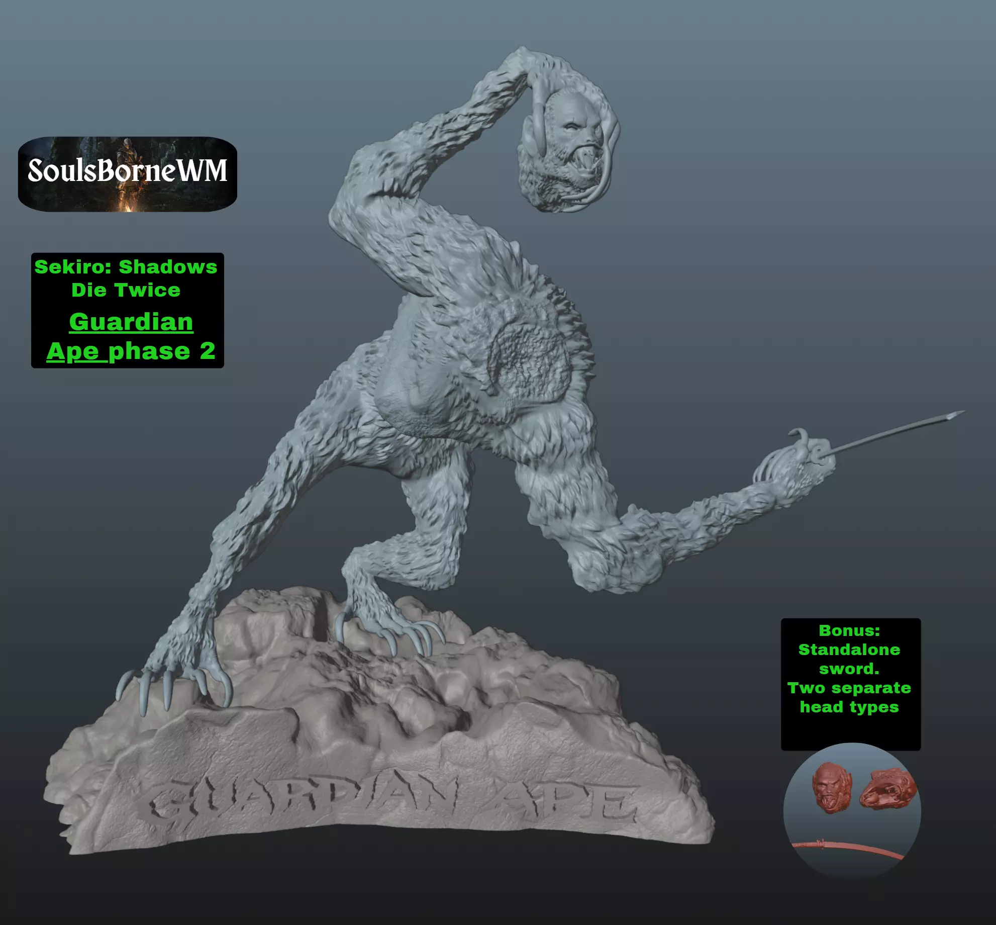 Sekiro Guardian Ape Phase 2 3D print model_0
