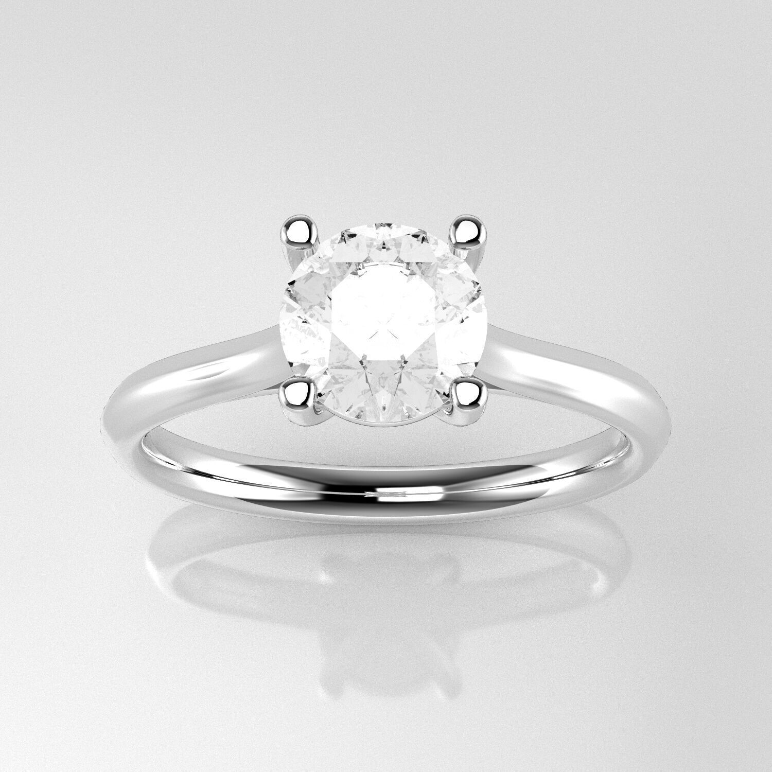 Classic Shoulder Solitaire Ring - Round 6-5 mm - 100 ct points 3D print model_2