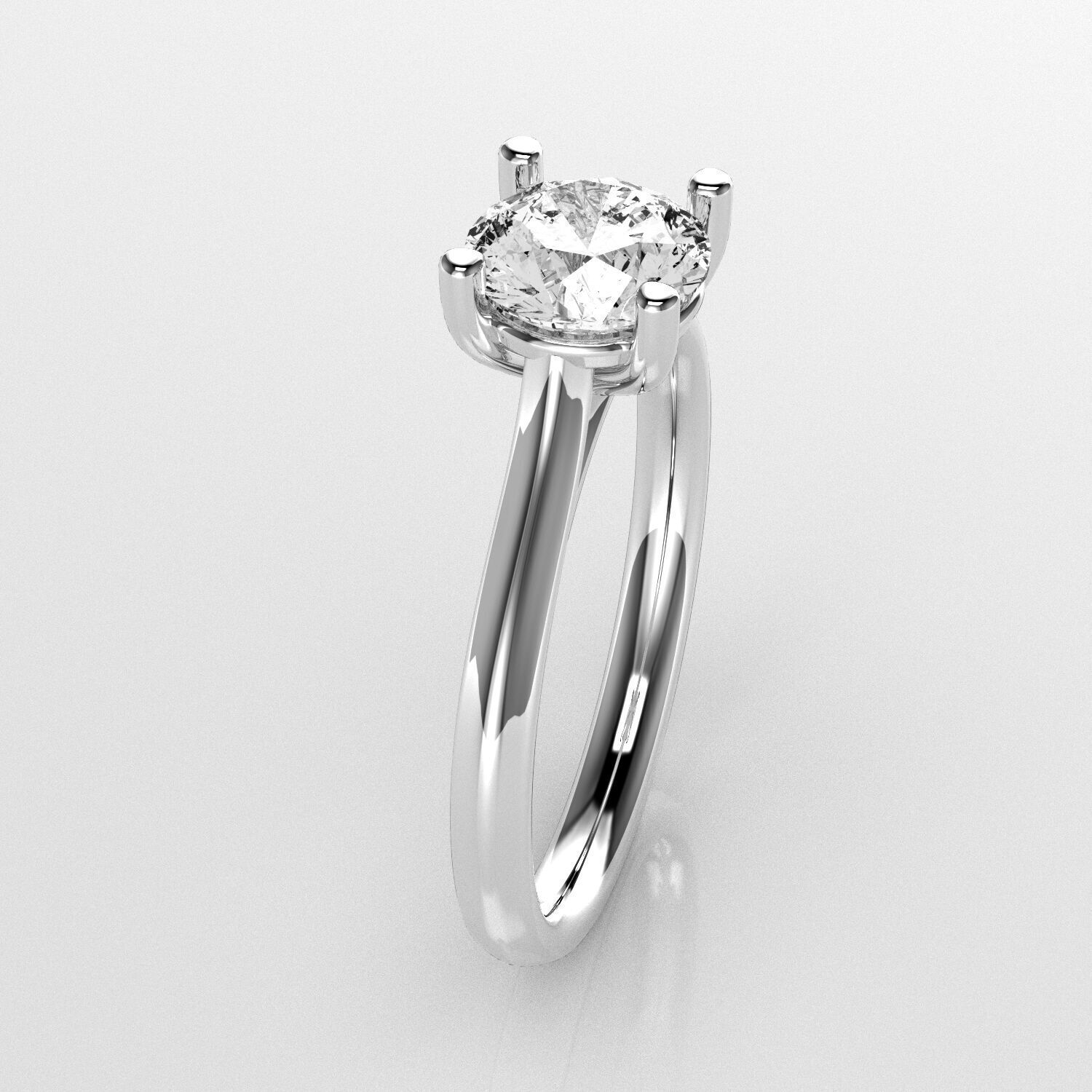 Classic Shoulder Solitaire Ring - Round 6-5 mm - 100 ct points 3D print model_1