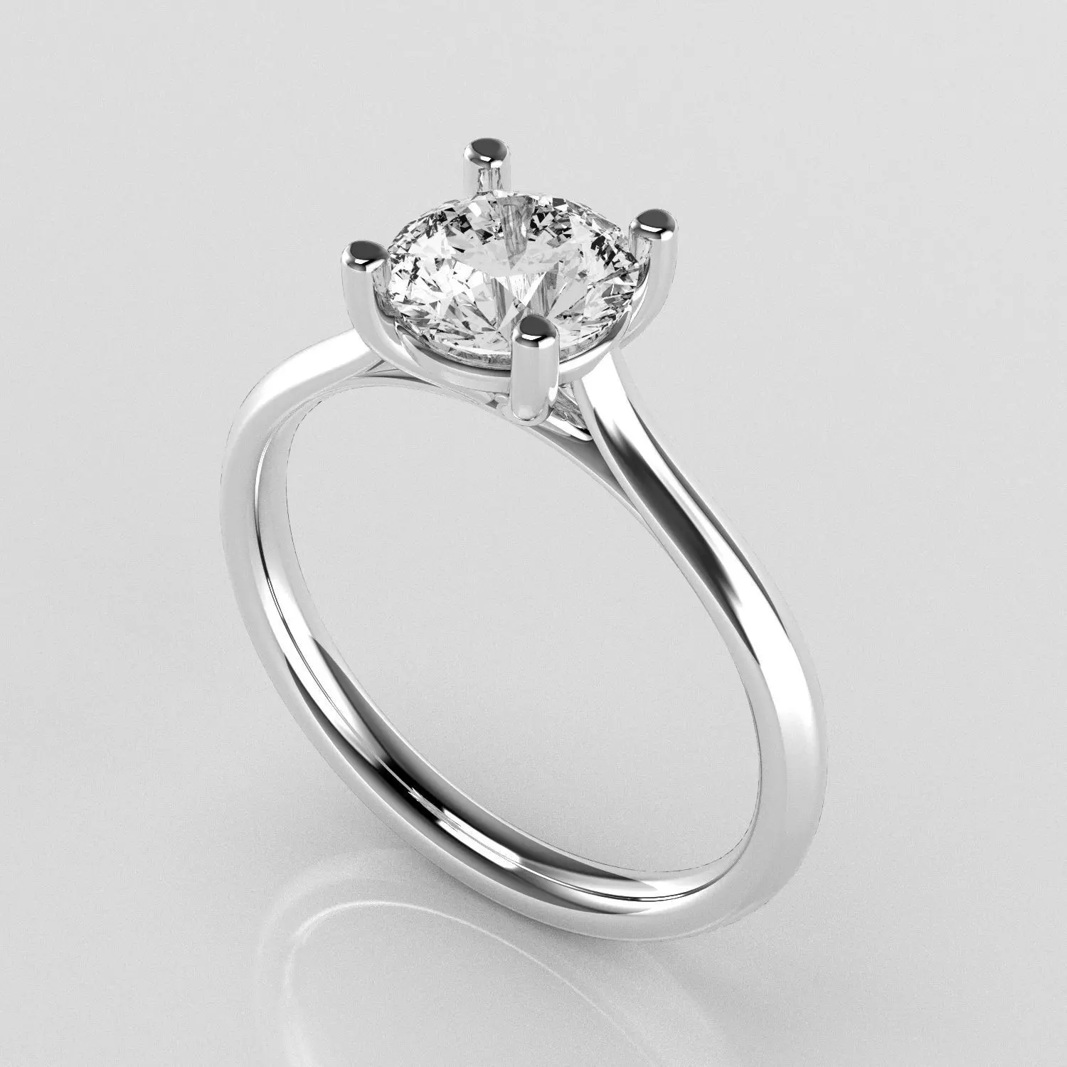 Classic Shoulder Solitaire Ring - Round 6-5 mm - 100 ct points 3D print model_0