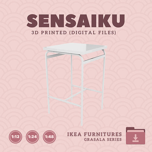 1 GRASALA Bar Table 26 In for Mini Dollhouse - IKEA - 3D Print 3D print model