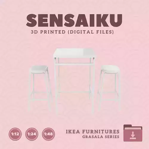 5 GRASALA Bar Table and Stool for Dollhouse - IKEA - 3D Print