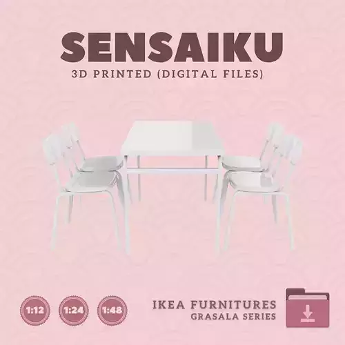 8 GRASALA Table with Chairs for Dollhouse - IKEA - 3D Print