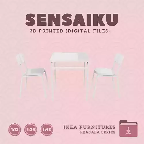 9 GRASALA Table with Chairs for Dollhouse - IKEA - 3D Print