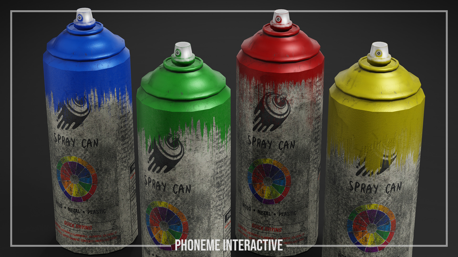 Spray Can Pack - Game Ready Urban Prop with 4K Textures Low-poly 3D model_3