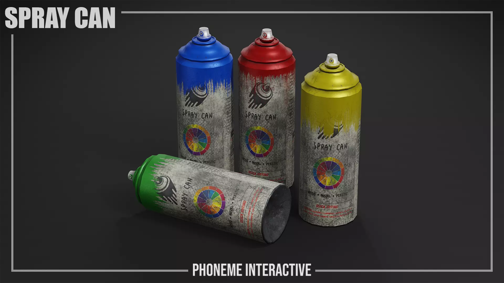 Spray Can Pack - Game Ready Urban Prop with 4K Textures Low-poly 3D model_0