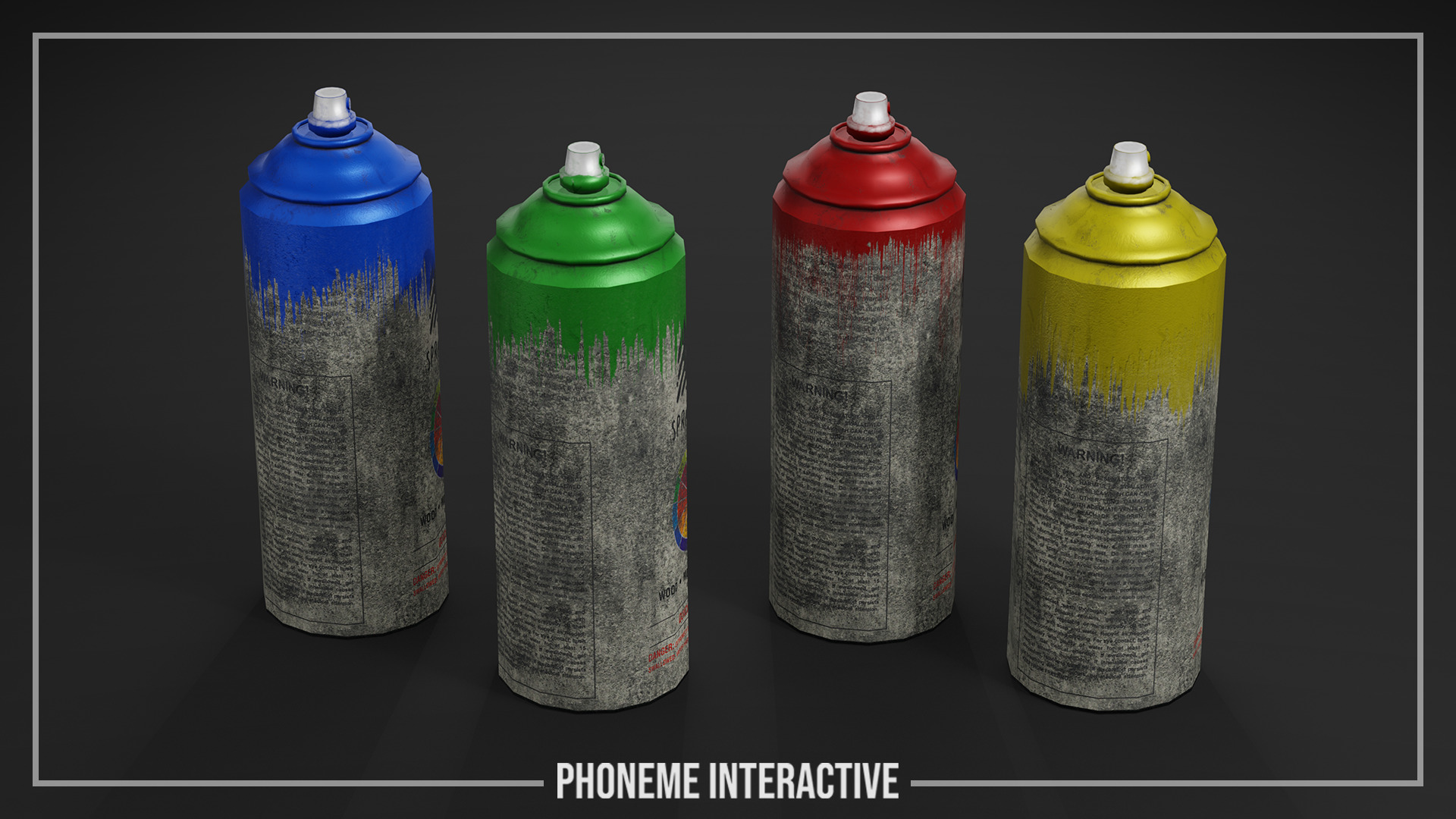 Spray Can Pack - Game Ready Urban Prop with 4K Textures Low-poly 3D model_2