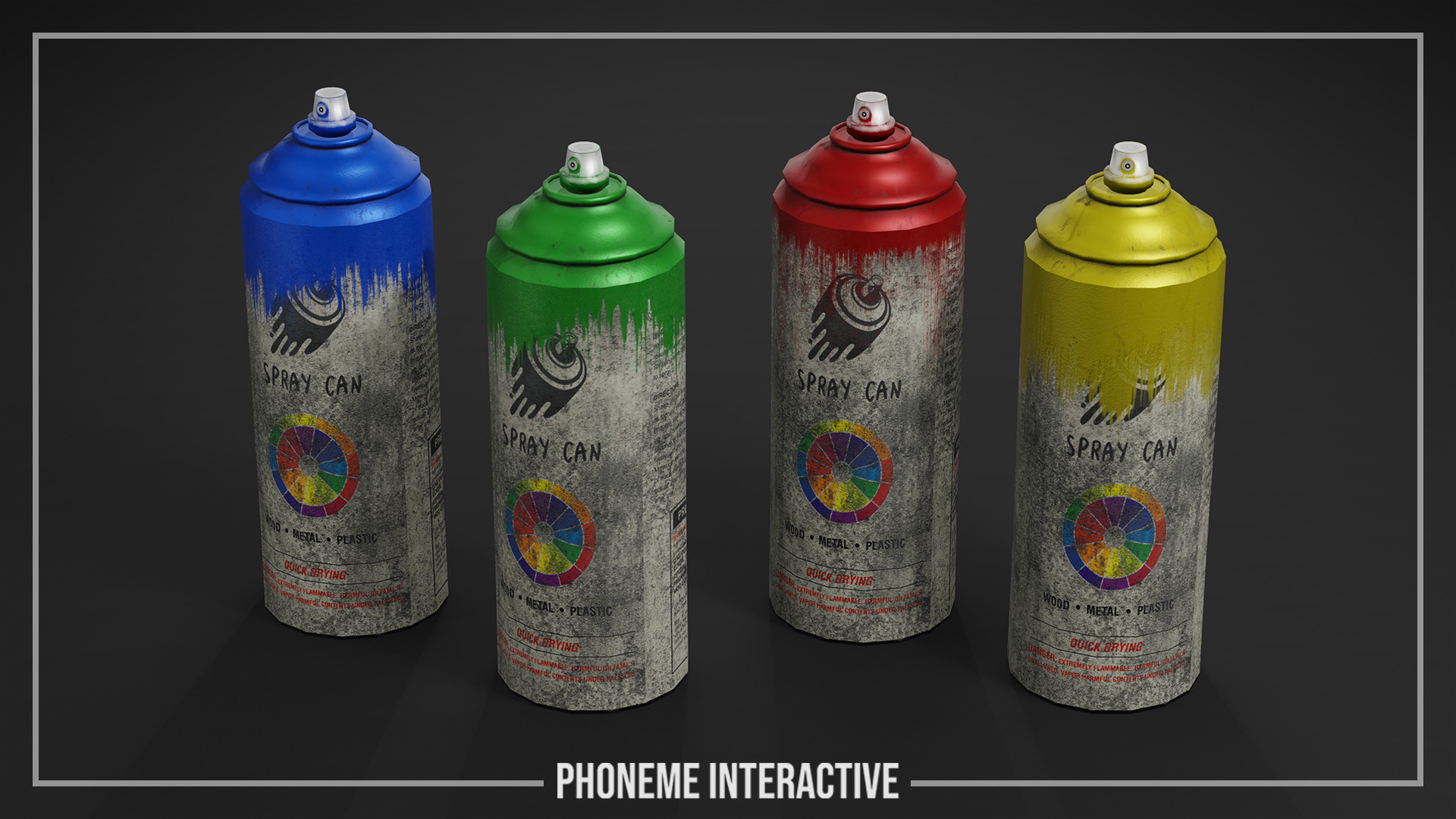 Spray Can Pack - Game Ready Urban Prop with 4K Textures Low-poly 3D model_1