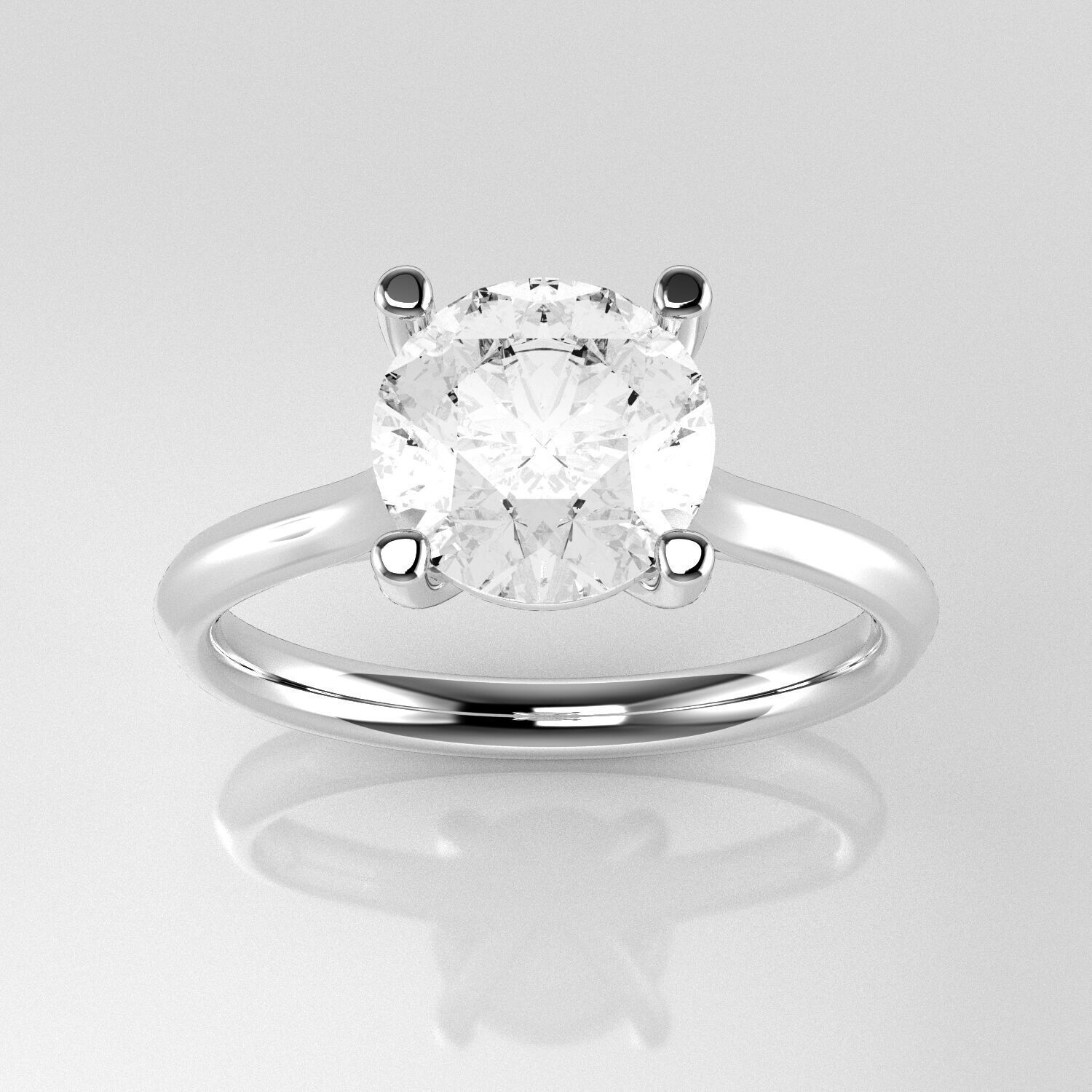 Classic Shoulder Solitaire Ring - Round 7-8 mm - 150 ct points 3D print model_2