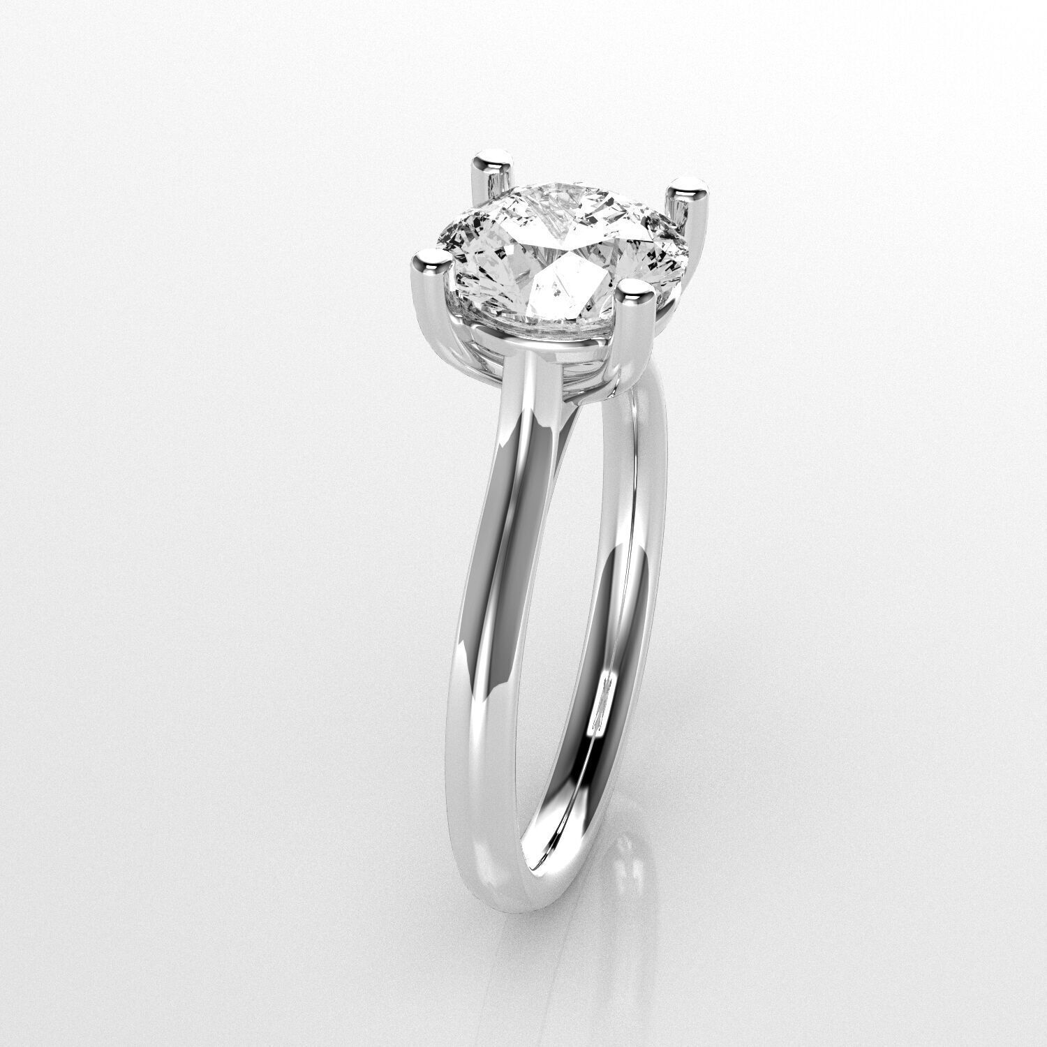 Classic Shoulder Solitaire Ring - Round 7-8 mm - 150 ct points 3D print model_3