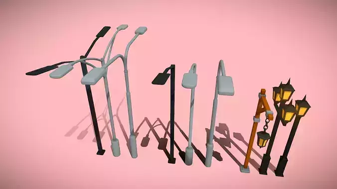 Street Light Pack Low-Poly