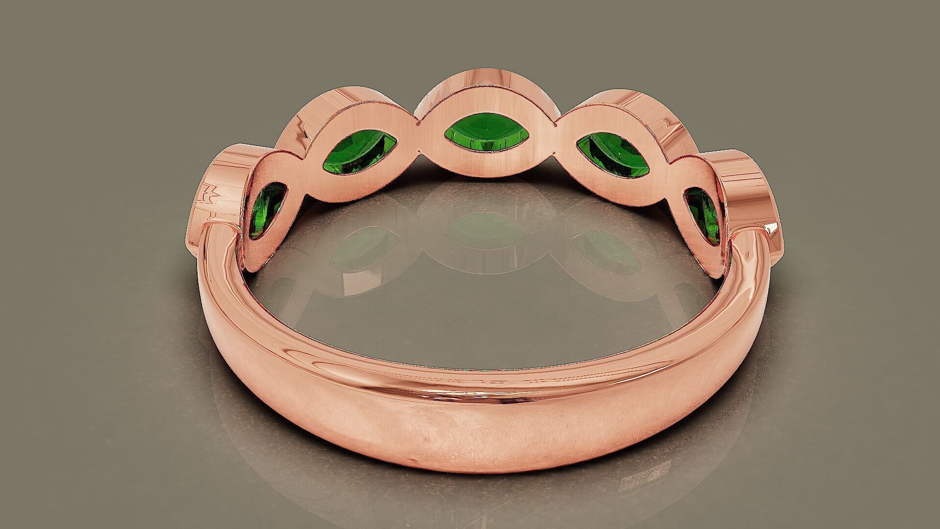 Half eternity bezel set marquise shape diamond ring 3D print model_9