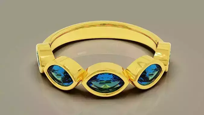 Half eternity bezel set marquise shape diamond ring