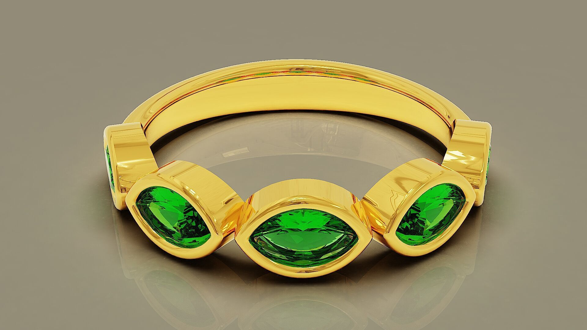 Half eternity bezel set marquise shape diamond ring 3D print model_1