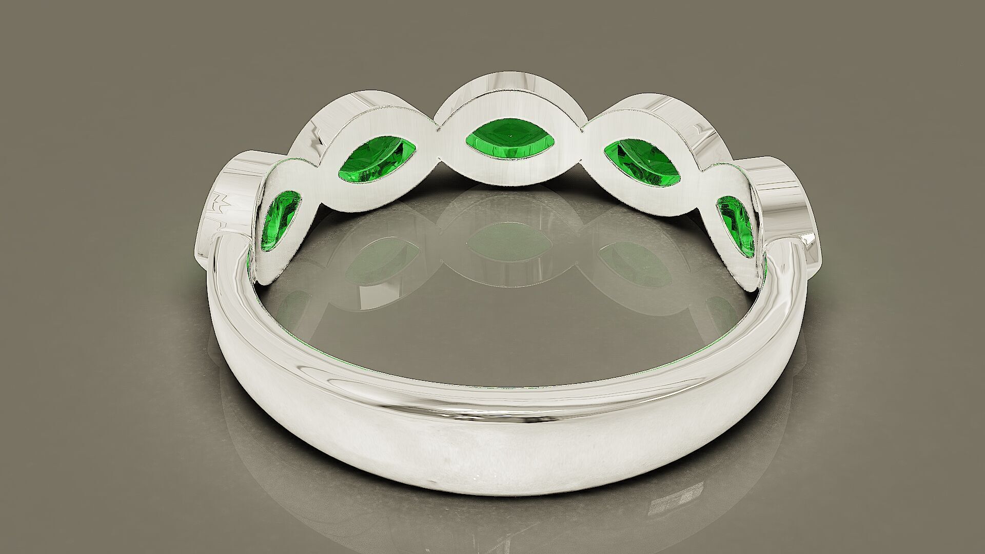 Half eternity bezel set marquise shape diamond ring 3D print model_14