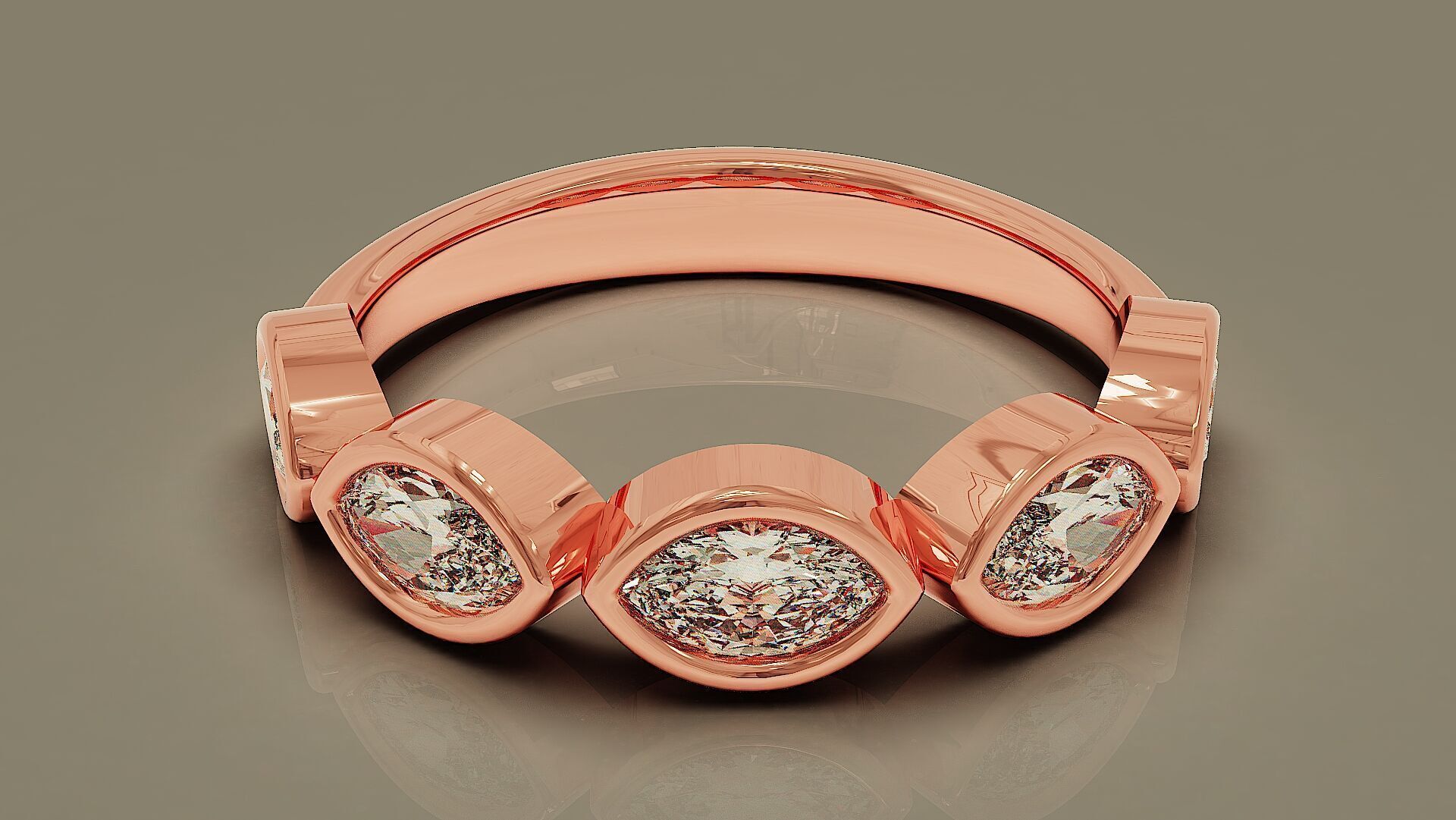 Half eternity bezel set marquise shape diamond ring 3D print model_8